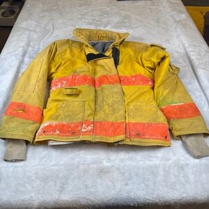 Vintage 1993 Quest Firefighter Turnout Coat Yellow Orange Reflective Size 48x34